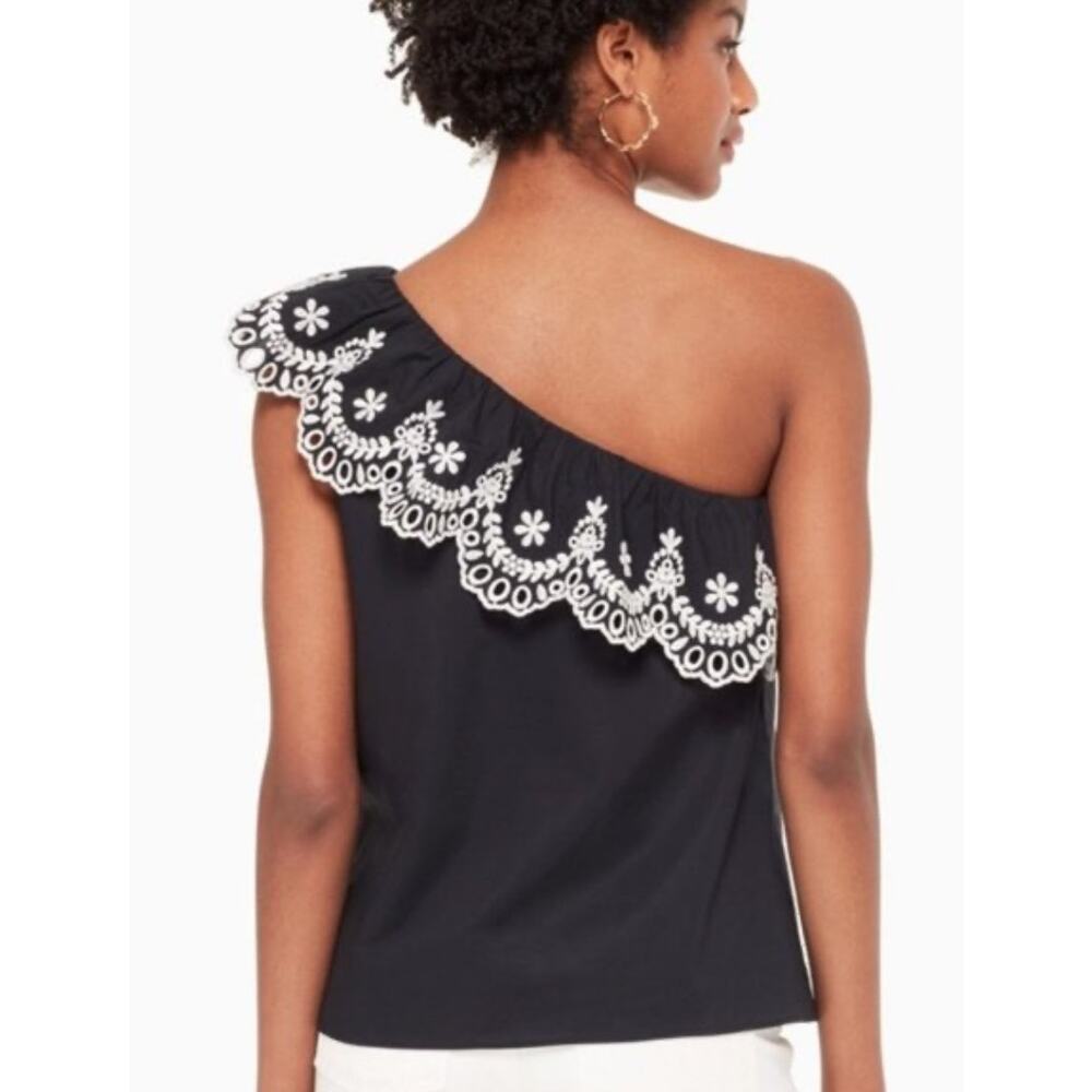 Kate Spade One Shoulder Floral Embroidery Top, Size L - Picture 3 of 8
